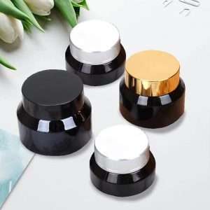 premium amber glass cosmetic cream jars with slanted shoulders 15g 30g 50g | bastelica