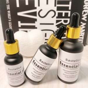 premium matte black glass essential oil dropper bottles 18mm neck | 5ml to 100ml | bastelica