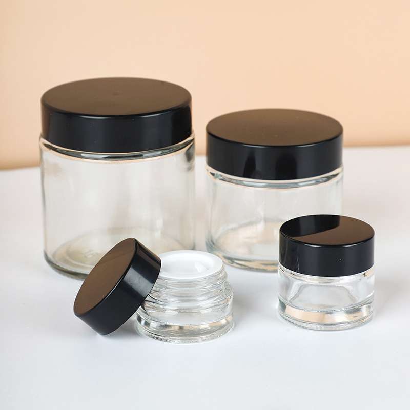 wholesale premium clear glass cosmetic jars with black lids & liners 5g to 100g full range | bastelica wholesale premium clear glass cosmetic jars with black lids & liners 5g to 100g full range | bastelica