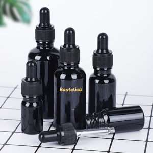 premium primary black glass essential oil dropper bottles wholesale 5ml to 100ml | bastelica