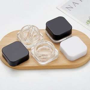 9g square glass eye cream & lip balm jars single, double, & triple compartments | black & white caps | bastelica